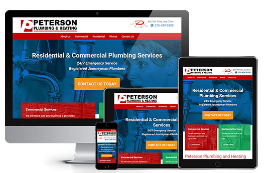 web design syracuse contractor website design peterson plumbing and heating