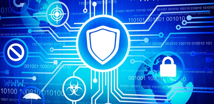 web design company syracuse ny image of lock icon shield icon and interconnected wires to represent website security