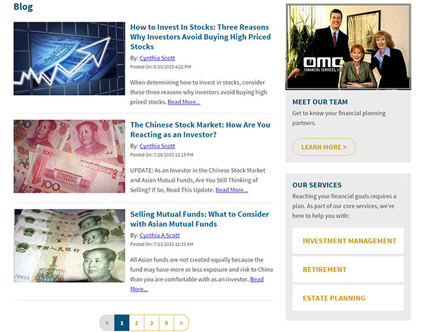 financial services web design image of omc blog