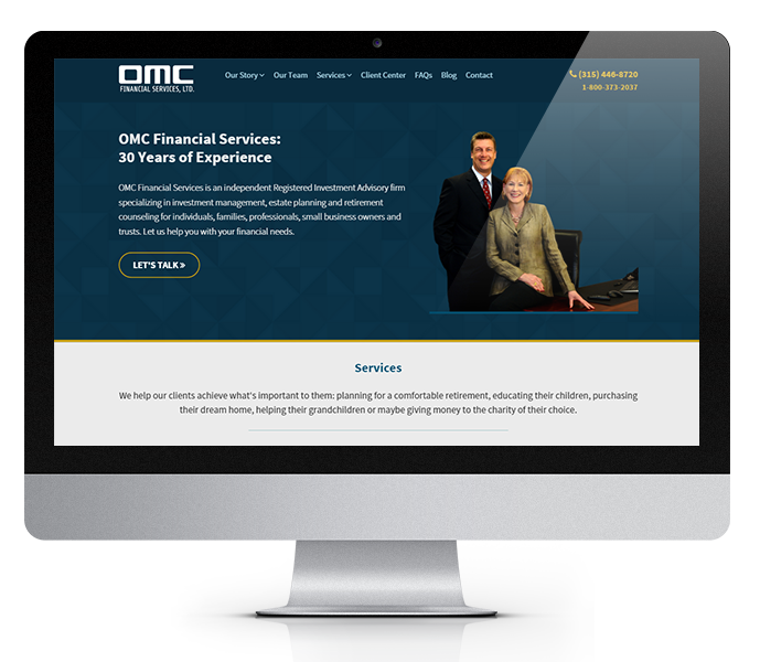 financial services web design image of omc financial services website design on desktop view