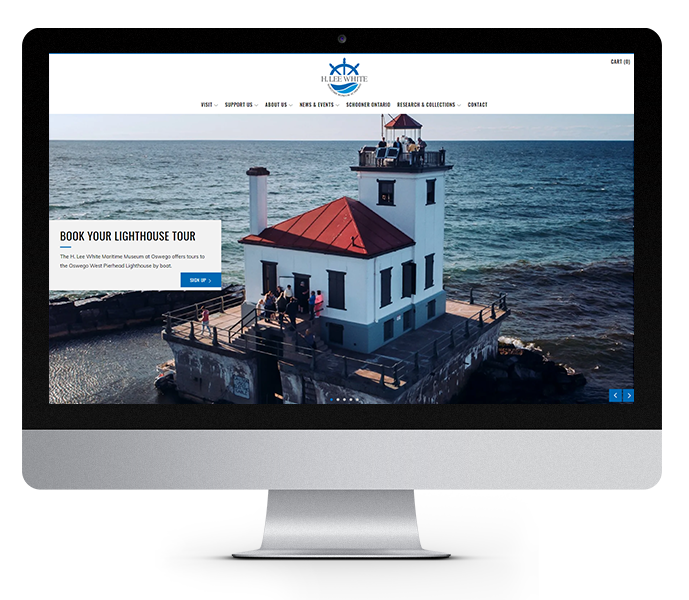 non profit website design image of desktop view of h lee white maritime museum
