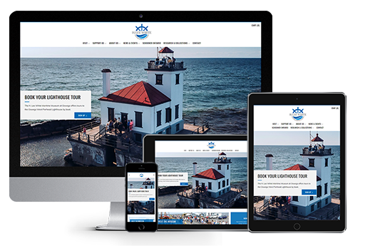 non profit website design image of responsive website design for h lee white maritime museum on multiple devices