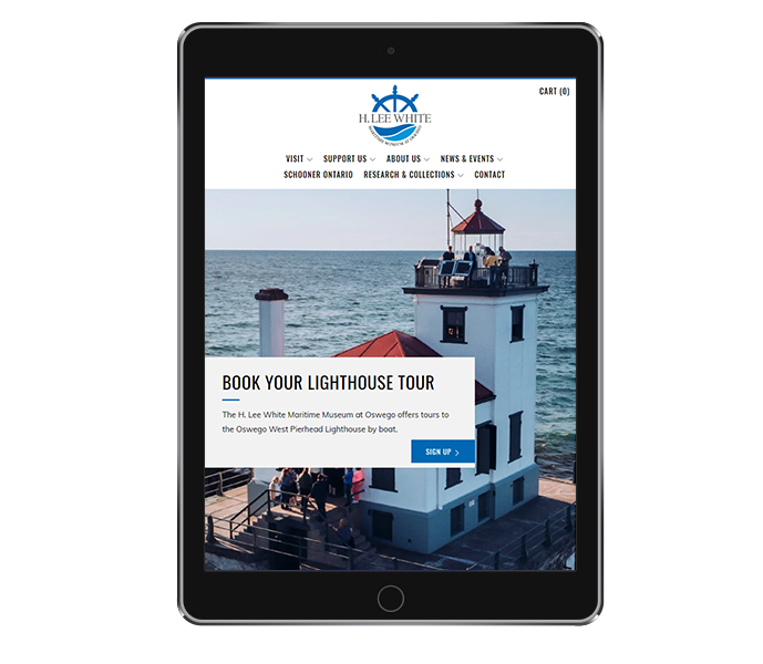 non profit website design image of h lee white maritime museum tablet portrait view