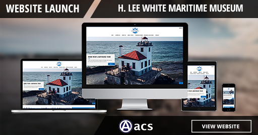 non profit website design image of h lee white maritime museum website launch acs logo view website button