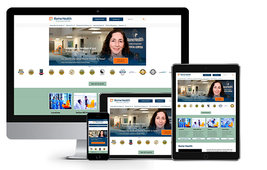 hospital website design responsive web design image of rome health hospital website on different devices