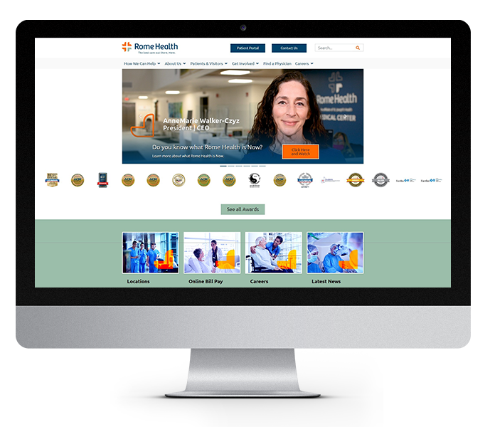 hospital website design image of rome health hospital desktop view