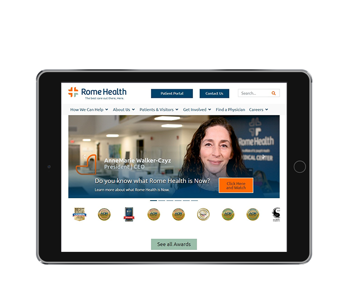 hospital website design image of rome health hospital desktop view