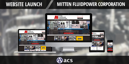 industrial website design website launch mitten fluidpower corporation image of website on multiple devices with acs logo