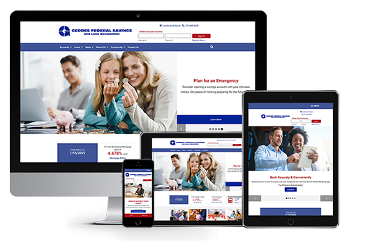 ada website design portfolio near syracuse ny image of geddes federal website on multiple devices