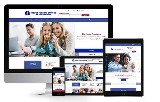 banking website design image of geddes federal savings and loan web design by acs web design and seo