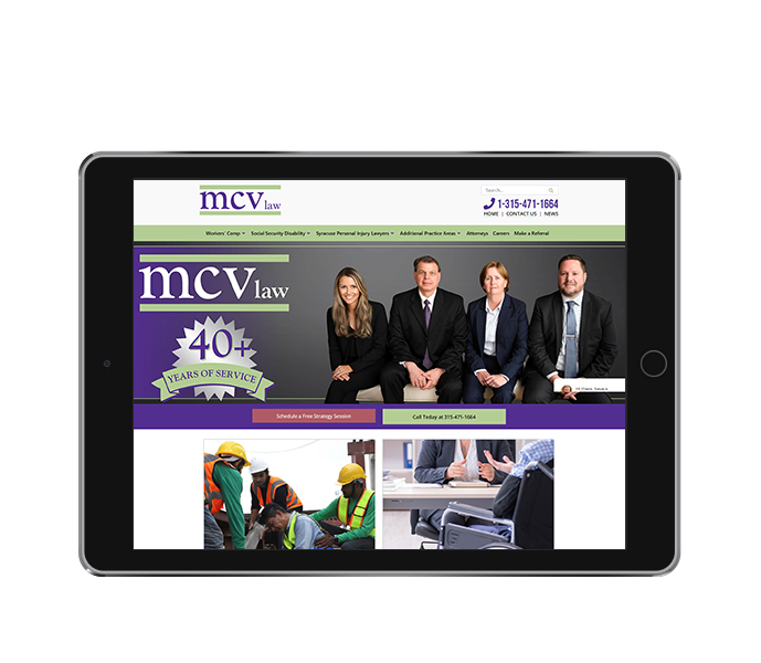 legal website design and law firm web design for mcv law tablet landscape view from acs