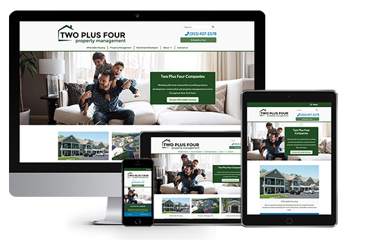 property management website design responsive website design two plus four website on various devices