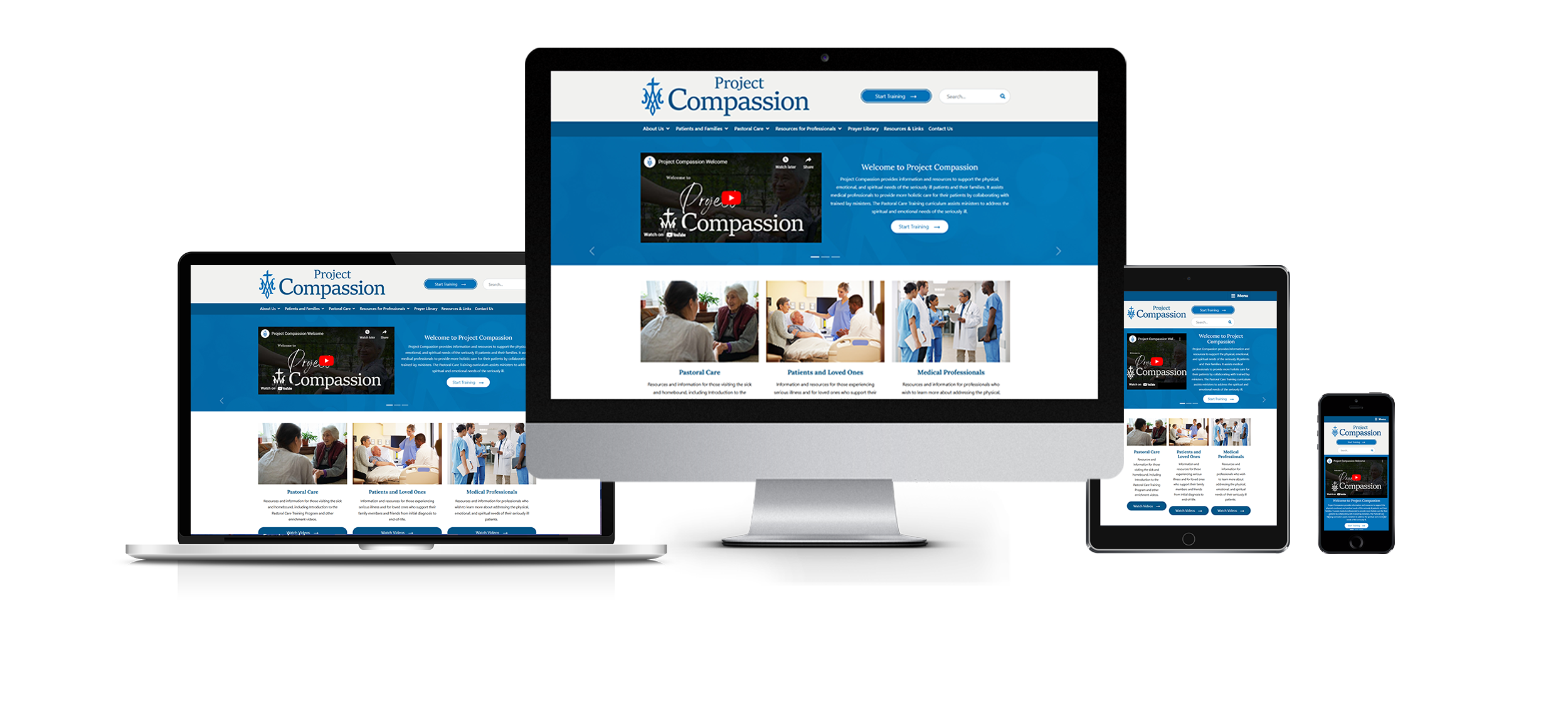 health care website design project compassion image of website on multiple devices