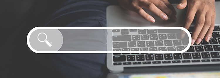 landscaping website design search bar transposed over laptop keyboard to represent search engine optimization