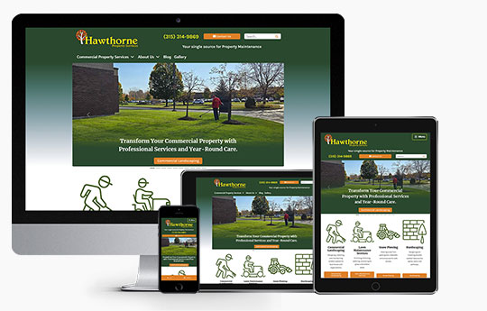 landscaping website design for hawthorne property services and responsive website design for all devices