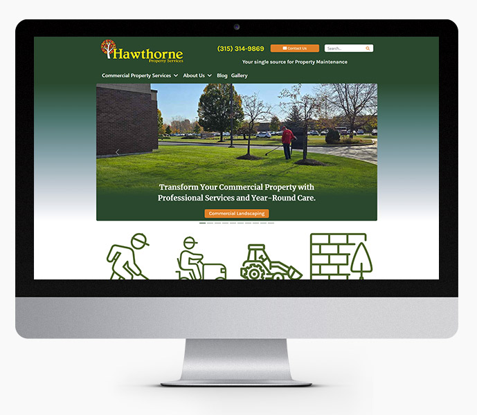 landscaping website design for hawthorne property services on desktop computer