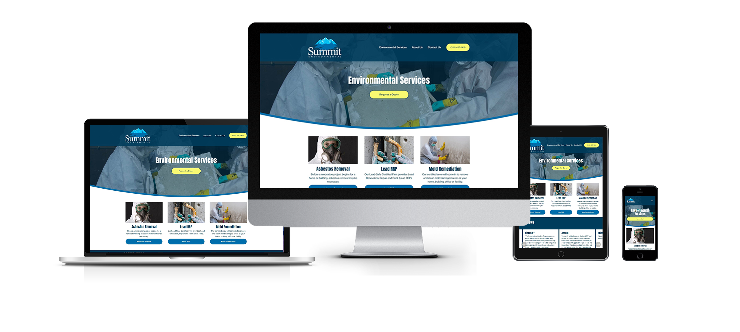 contractor website design summit environmental services website on multiple devices demonstrating responsive web design