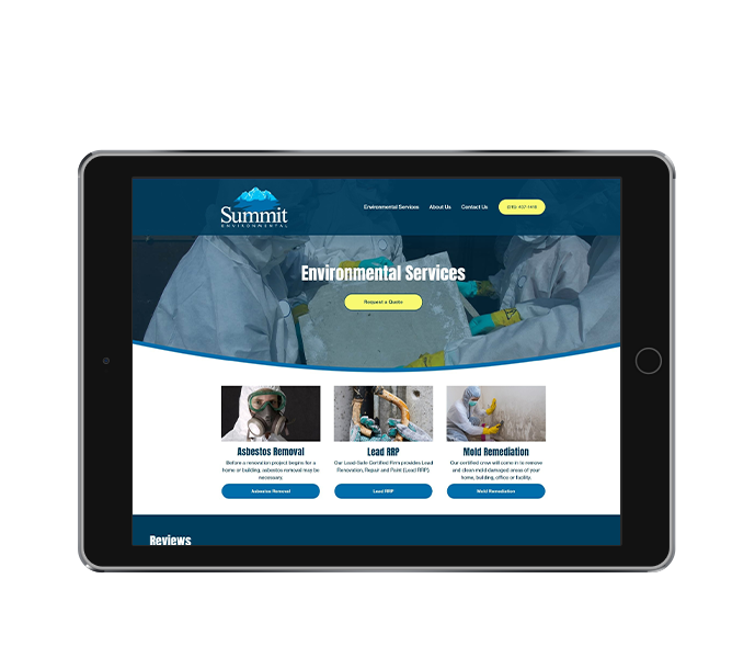 contractor website design tablet landscape view for summit environmental services