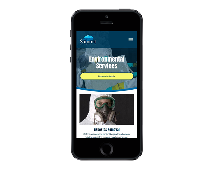 contractor website design on mobile phone view