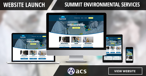 contractor website design website launch summit environmental services acs logo and view website button showing website on multiple devices