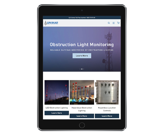ecommerce website tablet portrait view unimar