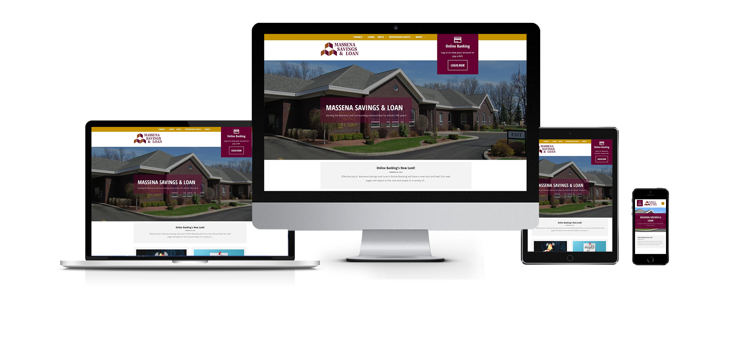 bank website redesign responsive web design on multiple devices for massena savings and loan