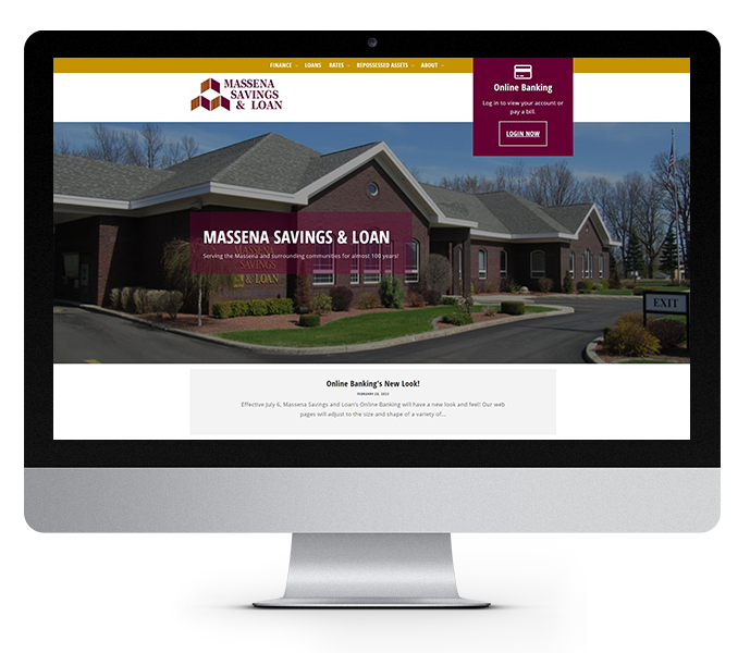 bank website redesign massena savings and loan website on desktop