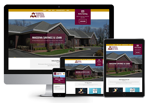 bank website redesign responsive website design multiple device view for massena savings and loan website