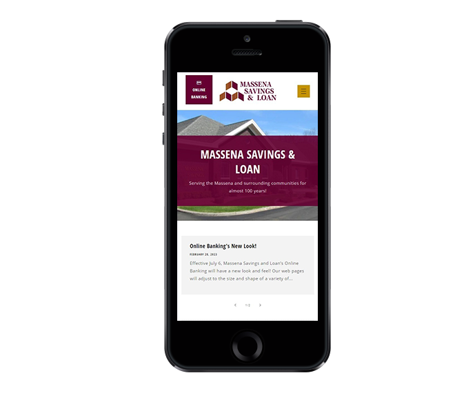 bank website redesign phone view of massena savings and loan website