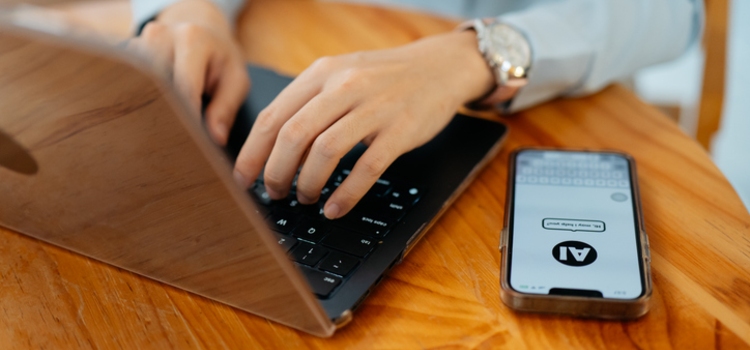 generative engine optimization geo services ai search on phone next to laptop