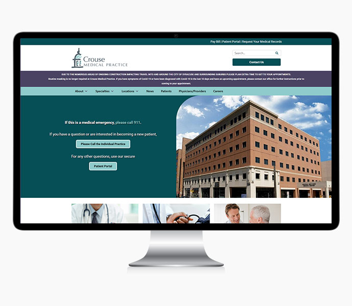 medical website design website launch crouse medical practice website design on desktop computer
