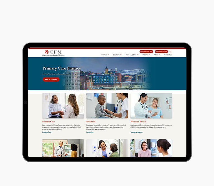 medical website design on tablet landscape compassionate family medicine