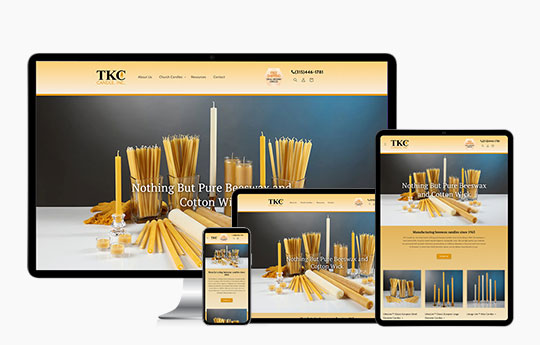 ecommerce web design responsive view for tkc candle