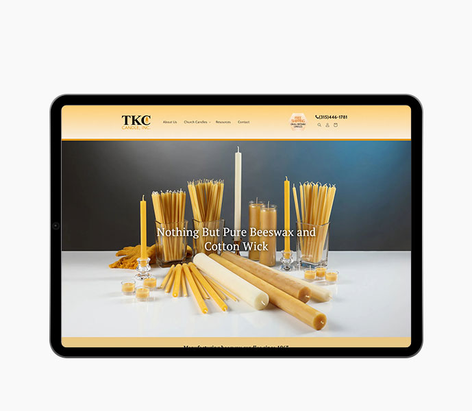 ecommerce web design for tablet landscape for tkc candle