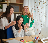website design launch clients celebrating with confetti
